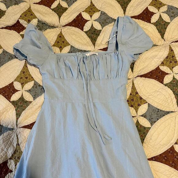 Shasta blue maxi dress w ruched bodice size S milkmaid cottagecore spring - Picture 3 of 6